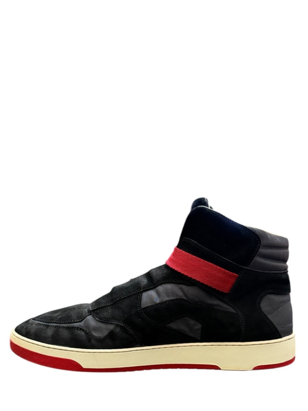 LOUIS VUITTON - BLACK RED GRAY WHITE NYLON SUEDE “SLIPSTREAM” HIGH TOP SNEAKERS - Picture 5 of 15